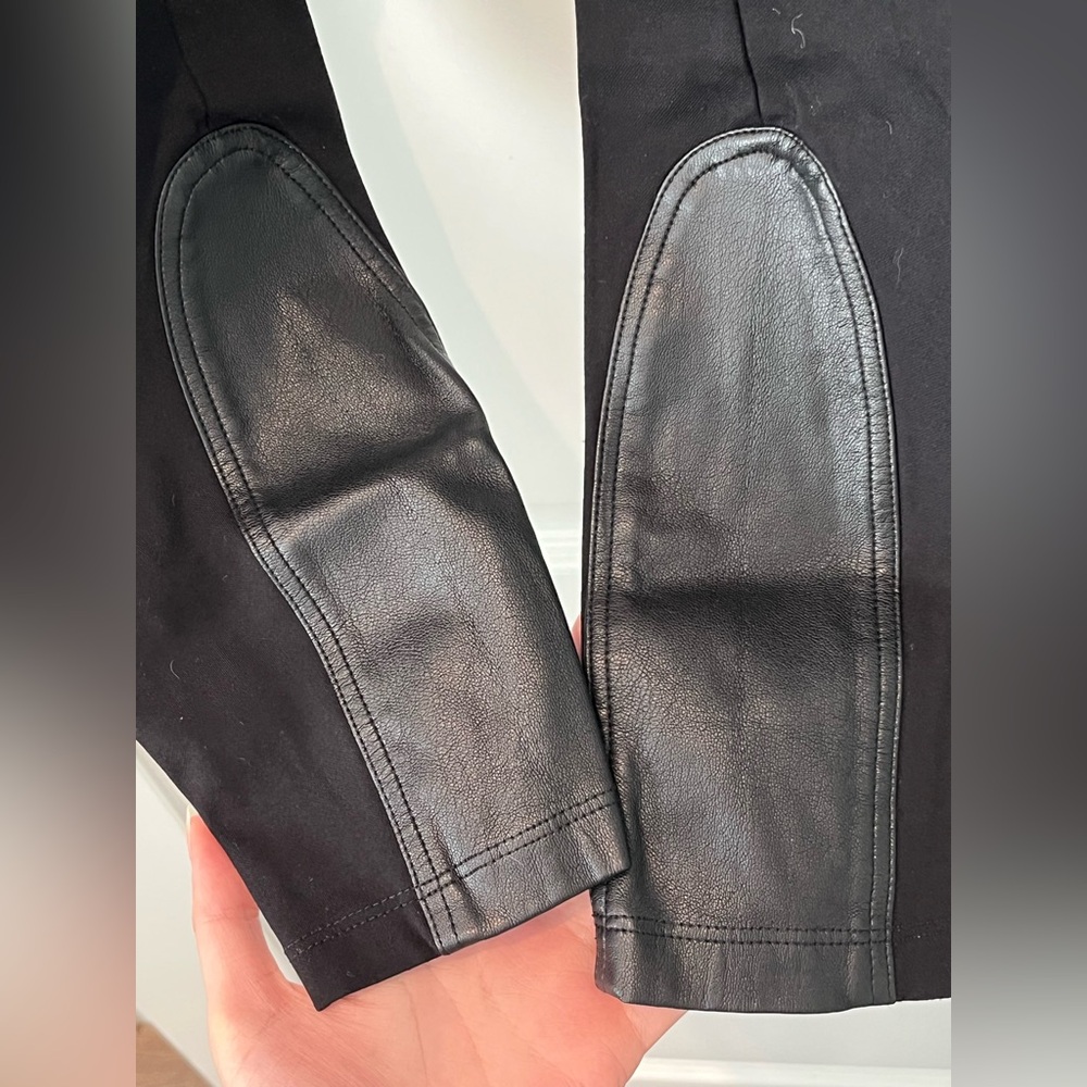 Armani Exchange Black Faux Leather Waist Band Padding Detail Button Zipper Pants - Picture 7 of 12